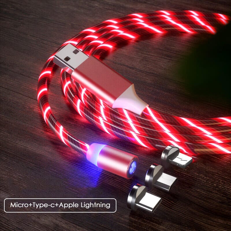 Glowing 3 In 1 Magnetic USB Charging Cable • Mangoms