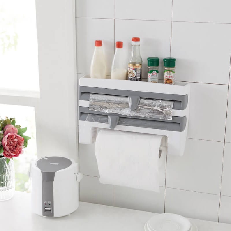 Wall Mounted Paper Towel Holder, Cling Film Towel Rack Without Drilling