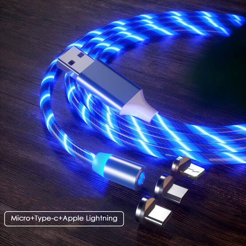 LED Glowing 3 In 1 Magnetic USB Charging Cable • Mangoms