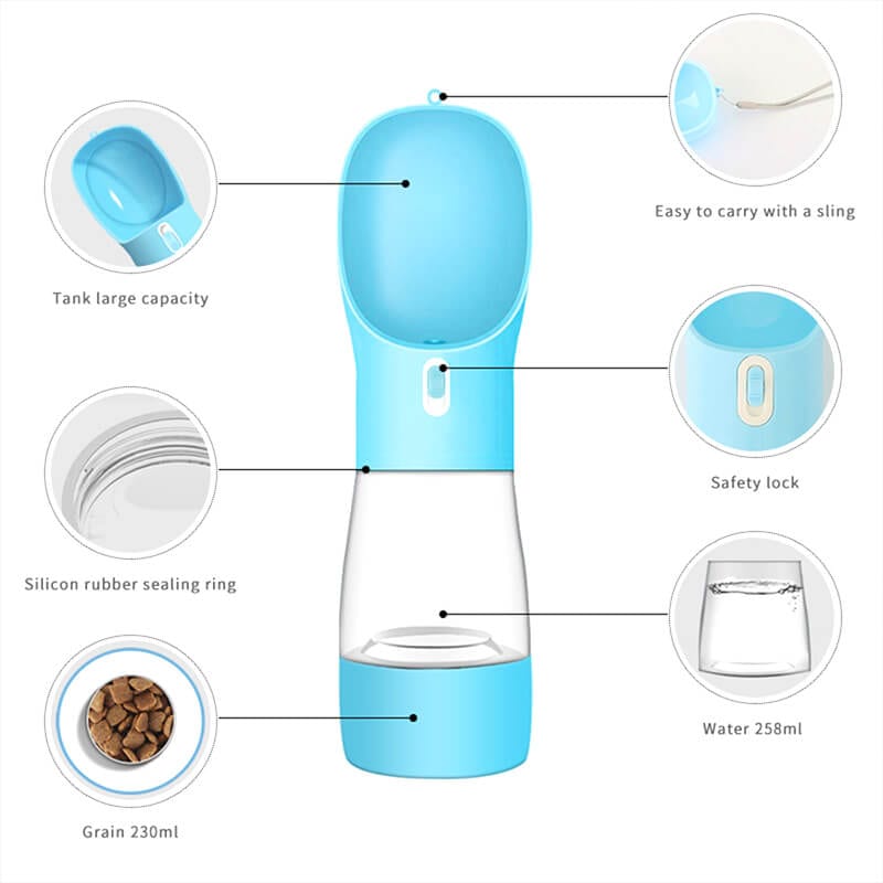 Multifunction Portable Pet Dogs Water Bottle Feeding Cup • Mangoms